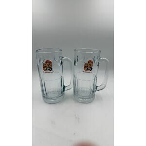 2 A&W Logo All American Food Large Glass AW Root Beer Mug 7", 16 oz